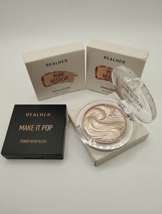 RealHer Other - REALHER Make It Pop Power Wear Blush & 3 REALHER Highlighter Pure Resolve
